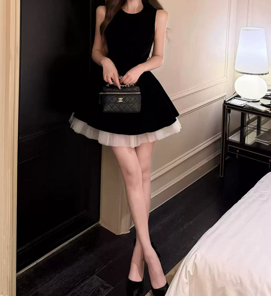 Vintage Jewel Neck Homecoming Dress Black A-Line Birthday Dress D0078