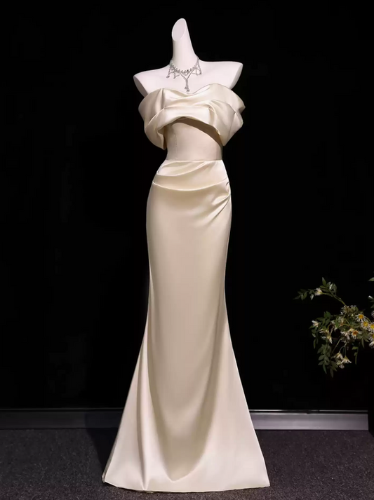 Robe de bal de princesse bustier à volants en satin long, robe de soirée C8117