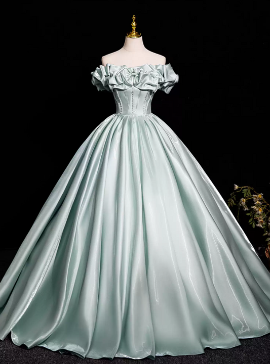 Robe de bal de princesse bustier à volants en satin long, robe de soirée C8117