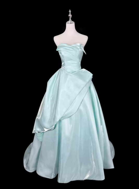 Robe de bal de princesse bustier à volants en satin long, robe de soirée C8117