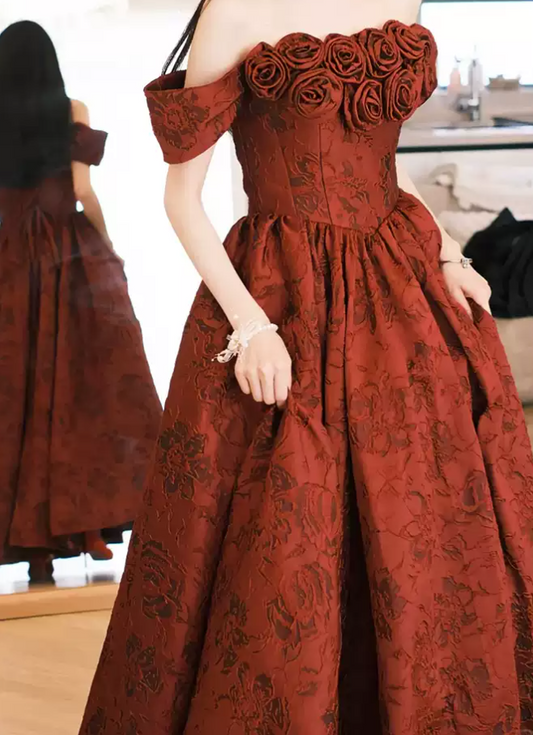 Robe de bal de princesse bustier à volants en satin long, robe de soirée C8117