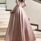 Elegant Spaghetti Straps Prom Dress Pink Bow A-Line Evening Dress D0091