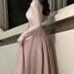 Elegant Spaghetti Straps Prom Dress Pink Bow A-Line Evening Dress D0091