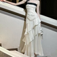 Trendy Spaghetti Straps Prom Dress White Ruffles A-Line Evening Dress D0092