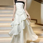 Trendy Spaghetti Straps Prom Dress White Ruffles A-Line Evening Dress D0092