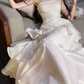Unique Spaghetti Straps Maxi Dress White Ruffles Mermaid Long Dress D0094