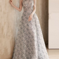Y2K Halter Neck Gray Prom Dress Floral Sequins A-Line Evening Dress D0100