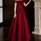 Classical Off-Shoulder Prom Dress Red Flowers A-Line Evening Dress D0106
