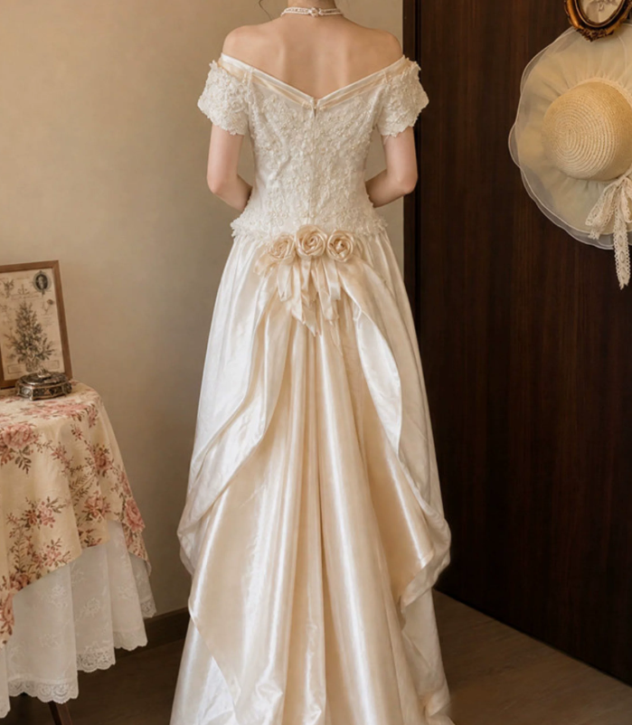 Superbe robe de mariée sirène bustier en satin et tulle, longue et en dentelle, C4563