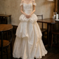 Cute Off-Shoulder Wedding Dresses Sequins Tiered A-Line Bridal Dress D0111