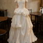 Cute Off-Shoulder Wedding Dresses Sequins Tiered A-Line Bridal Dress D0111