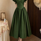 Glam V Neck Green Prom Dress Ruffles Bows A-Line Evening Dress D0112