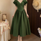 Glam V Neck Green Prom Dress Ruffles Bows A-Line Evening Dress D0112
