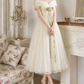 Adorable Off-Shoulder Prom Dress White Tulle A-Line Evening Dress D0113