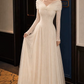 Trendy Off-Shoulder Wedding Dresses Long Sleeve Tulle A-Line Bridal Dress D0115