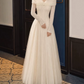 Trendy Off-Shoulder Wedding Dresses Long Sleeve Tulle A-Line Bridal Dress D0115