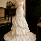 Superbe robe de mariée sirène bustier en satin et tulle, longue et en dentelle, C4563