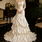 Superbe robe de mariée sirène bustier en satin et tulle, longue et en dentelle, C4563