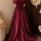 Attractive Off-Shoulder Prom Dress Red Flowers A-Line Evening Dress D0118
