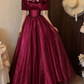Attractive Off-Shoulder Prom Dress Red Flowers A-Line Evening Dress D0118