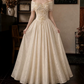 Glam Off-Shoulder Wedding Dresses Appliques Jacquard A-Line Bridal Dress D0120