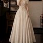 Glam Off-Shoulder Wedding Dresses Appliques Jacquard A-Line Bridal Dress D0120