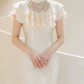 Classical Jewel Neck Jacquard Wedding Dresses Lace Ruffles Mermaid Bridal Dress D0122