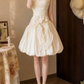 Sweet One Shoulder Homecoming Dress Ivory Appliques A-Line Birthday Dress D0125