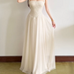 Flowy Halter Neck White Prom Dress Sequins Chiffon A-Line Evening Dress D0130