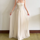 Flowy Halter Neck White Prom Dress Sequins Chiffon A-Line Evening Dress D0130
