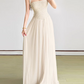 Flowy Halter Neck White Prom Dress Sequins Chiffon A-Line Evening Dress D0130
