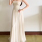 Flowy Halter Neck White Prom Dress Sequins Chiffon A-Line Evening Dress D0130