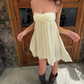Simple Spaghetti Straps Mini Dress Ivory Chiffon Holiday A-Line Short Dress D0131