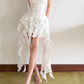 Elegant Spaghetti Straps Satin Homecoming Dress White Ruffles A-Line Birthday Dress D0132