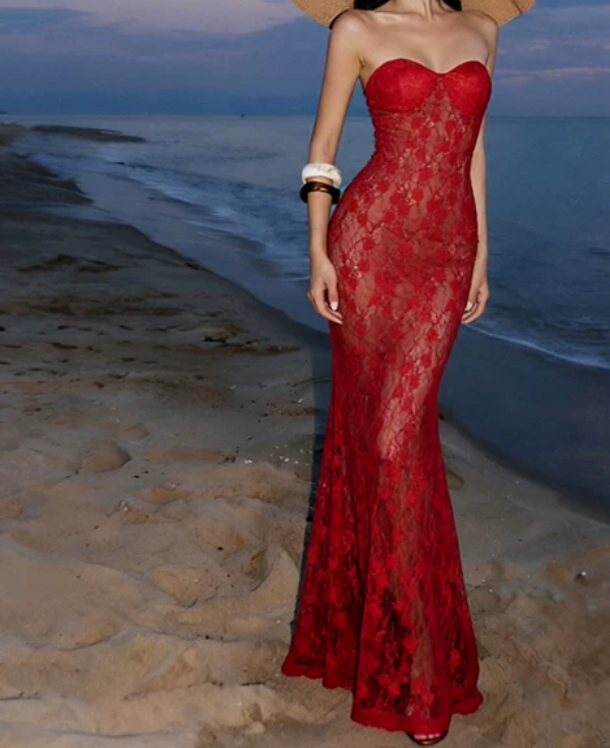 Nouvelle robe longue d'été élégante de style français pour femme C7992