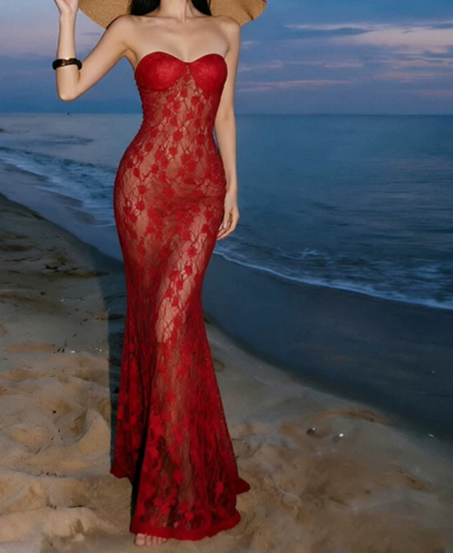 Nouvelle robe longue d'été élégante de style français pour femme C7992