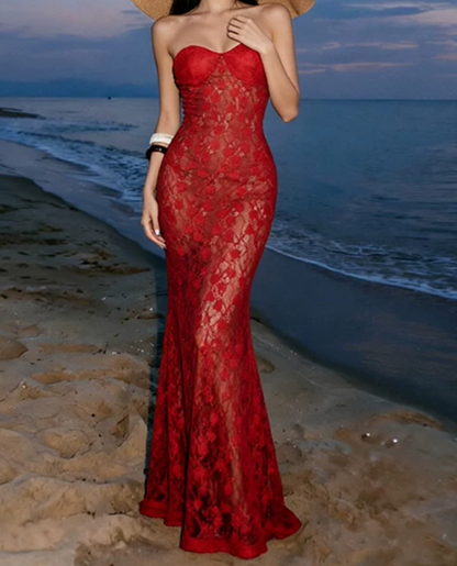 Nouvelle robe longue d'été élégante de style français pour femme C7992