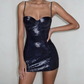 Mini robe de soirée en satin, sans bretelles, sans manches, ligne a, simple, C899