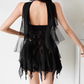 Mini robe de soirée en satin, sans bretelles, sans manches, ligne a, simple, C899
