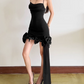 Classical Halter Neck Mini Dress Black Bows Party Outfit Sheath Short Dress D0140
