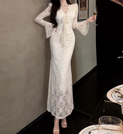 Nouvelle robe longue d'été élégante de style français pour femme C7992