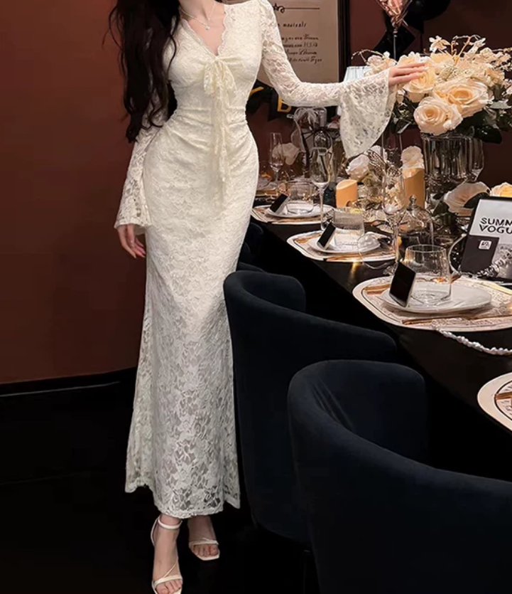 Nouvelle robe longue d'été élégante de style français pour femme C7992