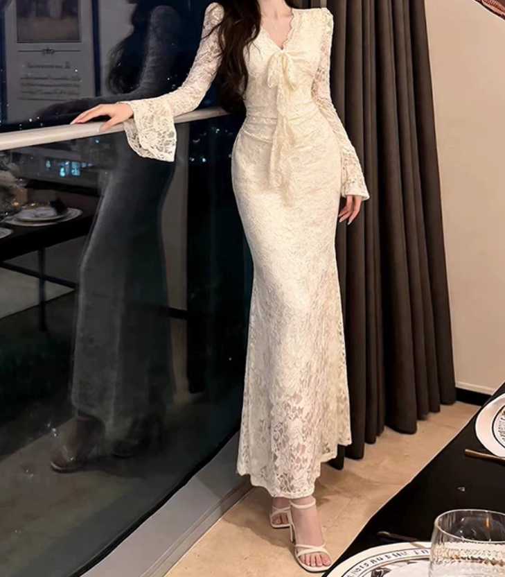 Nouvelle robe longue d'été élégante de style français pour femme C7992