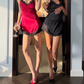 Alluring Spaghetti Straps Mini Dress Lace Party Outfit Sheath Short Dress D0144