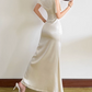 Sleek One Shoulder Maxi Dress White Beaded Satin Mermaid Long Dress D0147