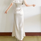 Sleek One Shoulder Maxi Dress White Beaded Satin Mermaid Long Dress D0147
