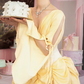 Cute V Neck Homecoming Dress Yellow Long Sleeve A-Line Birthday Dress D0149
