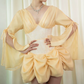 Cute V Neck Homecoming Dress Yellow Long Sleeve A-Line Birthday Dress D0149