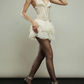 Elegant Spaghetti Straps Mini Dress White Party Outfit Ruffled A-Line Short Dress D0152