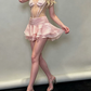 Cute Halter Neck Mini Dress Pink Party Outfit Ruffled A-Line Short Dress D0154